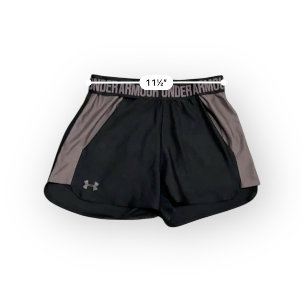 Under Armour Women’s Running Shorts Black/Gray/Purple Logo Sz S - Picture 4 of 6